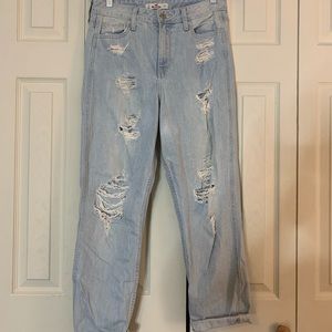 Ripped Straight Leg Mom Jeans